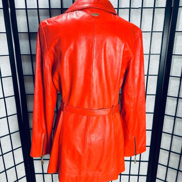 St. John Collection by Marie Gray Orange Leather Jacket - Picture 3 of 7